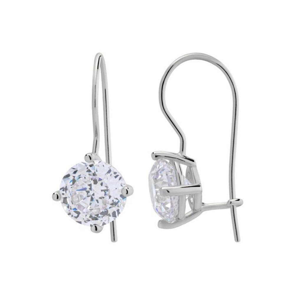 Dolce Giavonna Sterling Silver Round Shepherds Hook Earrings